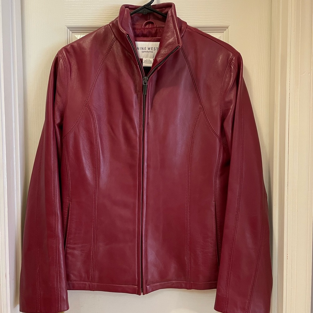 Nine West red leather jacket.